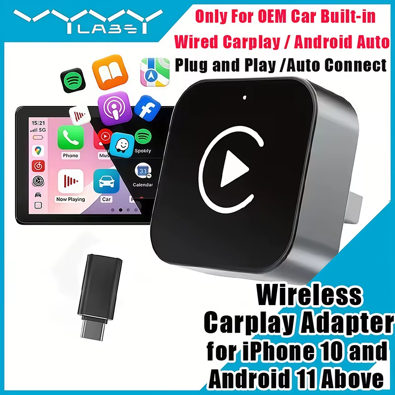 Tech Accessories Phone - 2-in-1 Wireless CarPlay Adapter Plug-and-Play for
