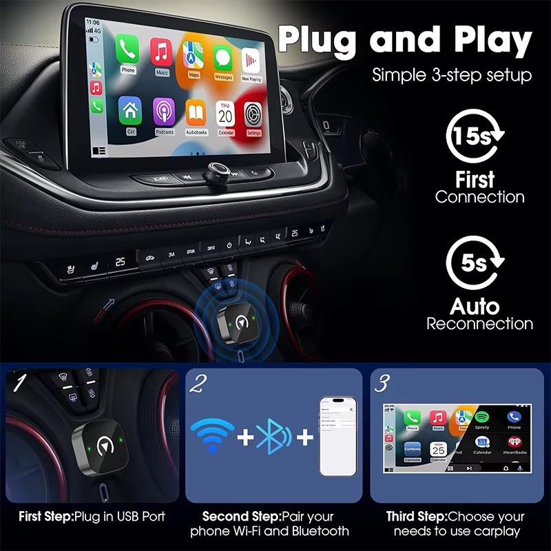 2-in-1 Wireless CarPlay Adapte - đánh giá và giá Tech Accessories Phone
